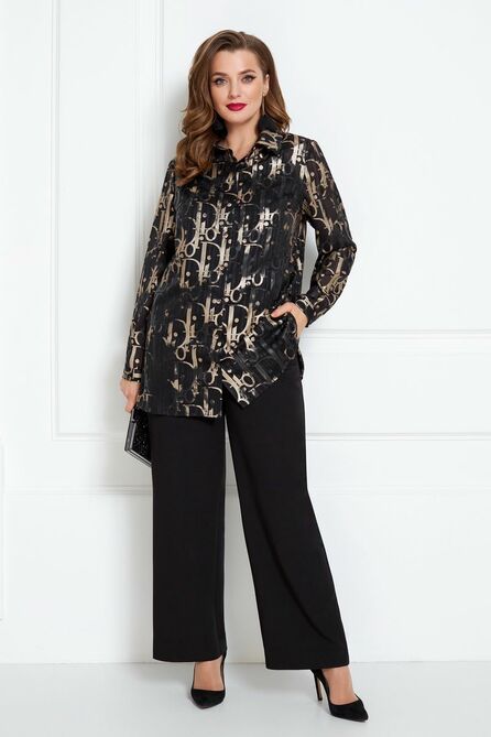 Костюм с блузкой AGATTI 5020 черный+золото