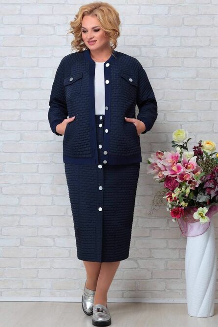 Юбочный костюм Aira Style 837 синий Юбочный костюм Aira Style 837 синий