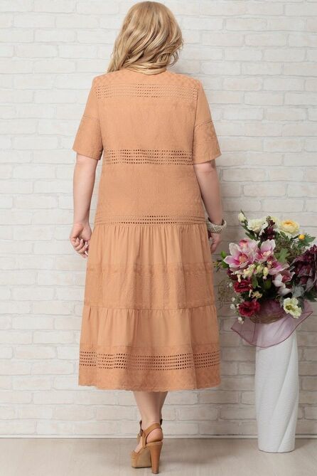 Повседневное платье Aira Style 809 молочный-шоколад