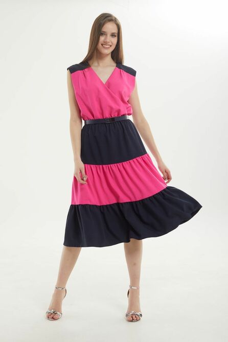 Повседневное платье Alani 1708 фуксия/т.синий
