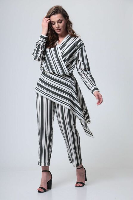 Брюки, Блуза Anastasia Mak 990 полоска_хаки