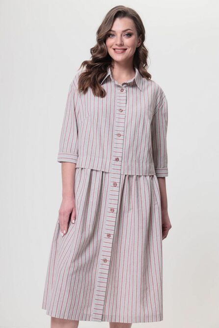 Повседневное платье Anastasia Mak 1021 полоска_красная