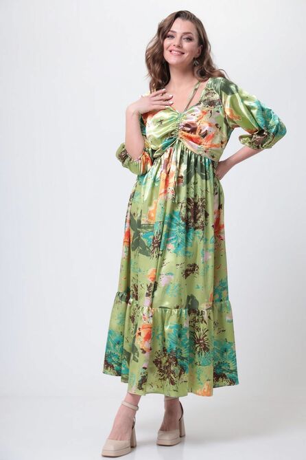 Повседневное платье Anastasia Mak 1029 оливка_мультиколор