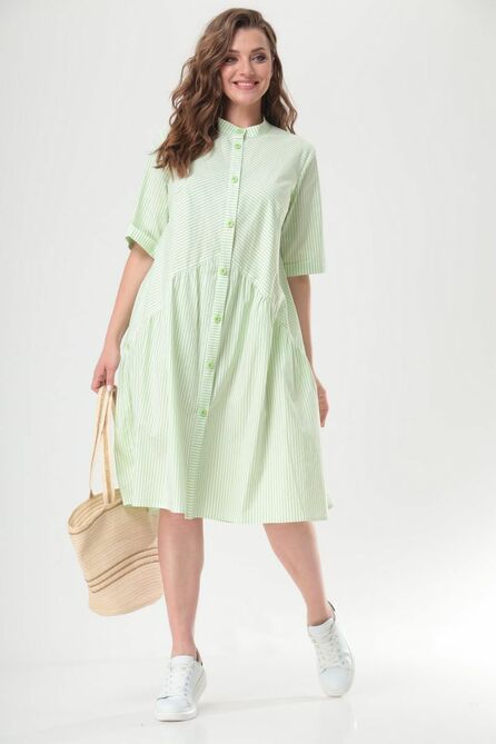 Повседневное платье Anastasia Mak 1032а полоска_салатовая