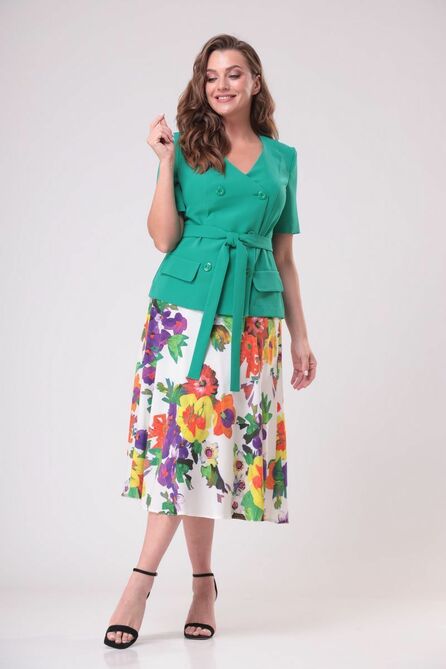 Юбочный костюм Anastasia Mak 727 зеленый