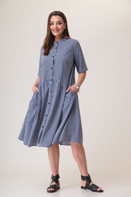 Повседневное платье Anastasia Mak 1032а полоска_синяя