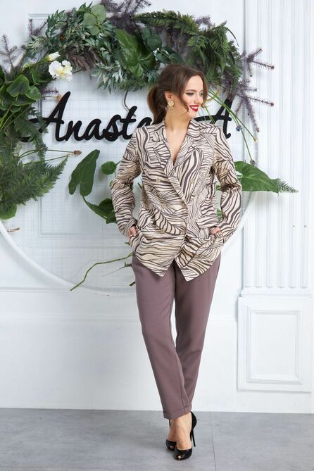Костюм брючный Anastasia 564 кофейный+капучино Костюм брючный Anastasia 564 кофейный+капучино