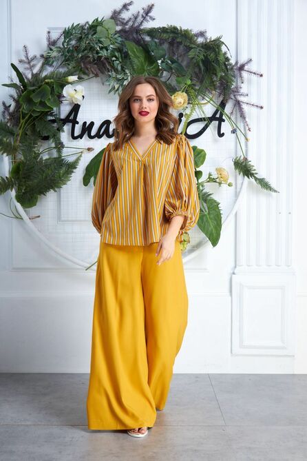 Брюки, Блуза Anastasia 608 горчица Брюки, Блуза Anastasia 608 горчица