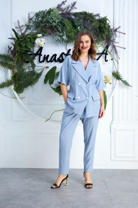 Костюм брючный Anastasia 619 голубой