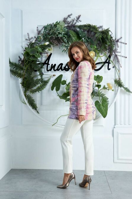Костюм брючный Anastasia 578 сирень,молочный Костюм брючный Anastasia 578 сирень,молочный