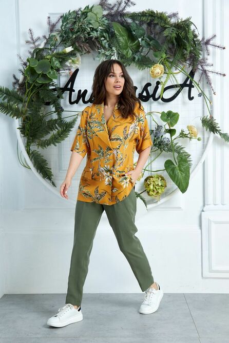 Костюм брючный Anastasia 635 горчица,хаки
