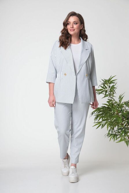 Костюм брючный Anastasia 783 молочный/синяя_полоска Костюм брючный Anastasia 783 молочный/синяя_полоска