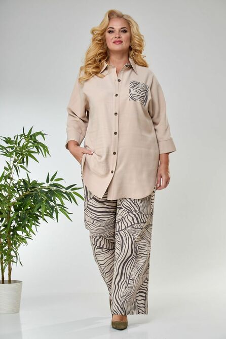 Брюки, Блуза Anastasia 854.1 песочный,шоколад