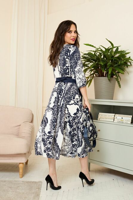 Повседневное платье Anastasia 893 молочный-синий