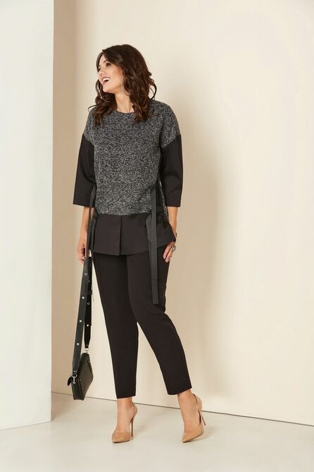 Блузка Andrea Style 00281B черно-серый