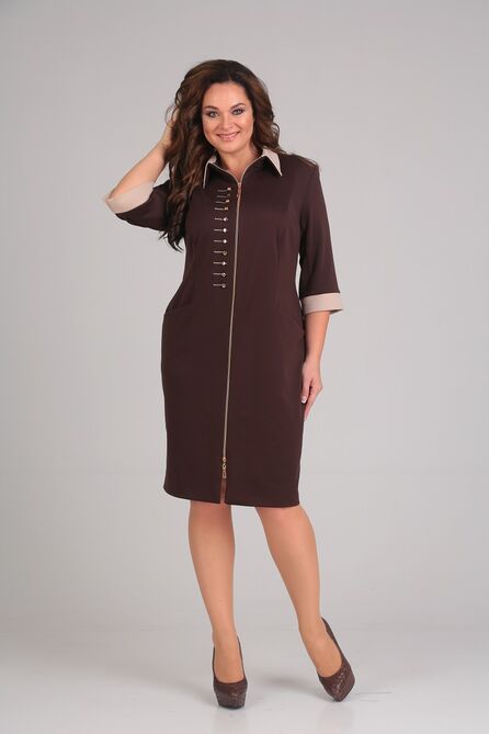 Повседневное платье Andrea Style 00097 коричневый Повседневное платье Andrea Style 00097 коричневый