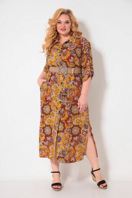 Повседневное платье Andrea Style 00257 оранжевый Повседневное платье Andrea Style 00257 оранжевый
