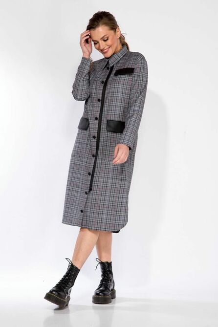 Офисное платье Andrea Style 2256 серый Офисное платье Andrea Style 2256 серый