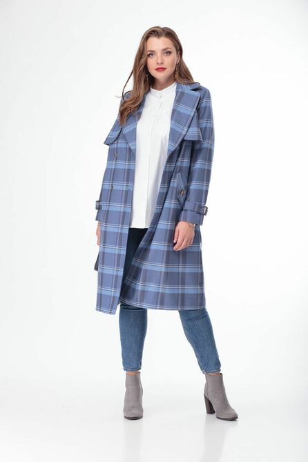 Плащ Anelli 747 голубой_клетка Плащ Anelli 747 голубой_клетка