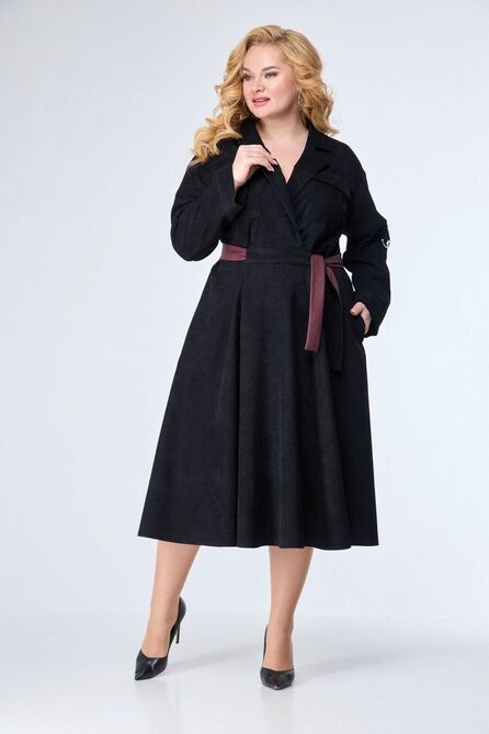 Повседневное платье Anelli 985 черный_вельвет