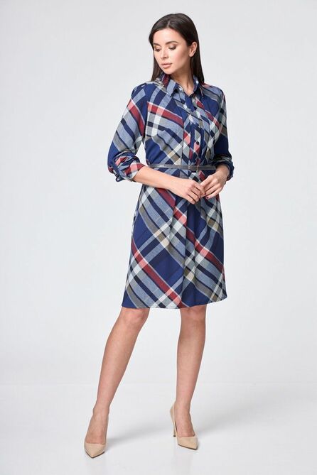 Повседневное платье Anelli 1175 синий-клетка