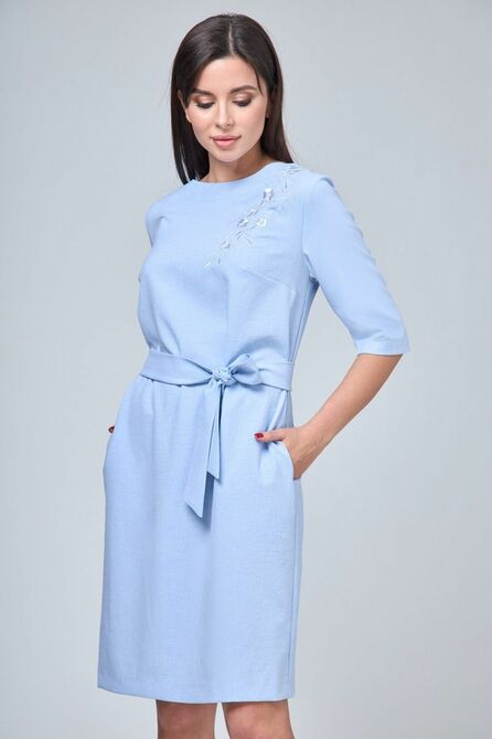 Повседневное платье Anelli 1070 бело-голубой