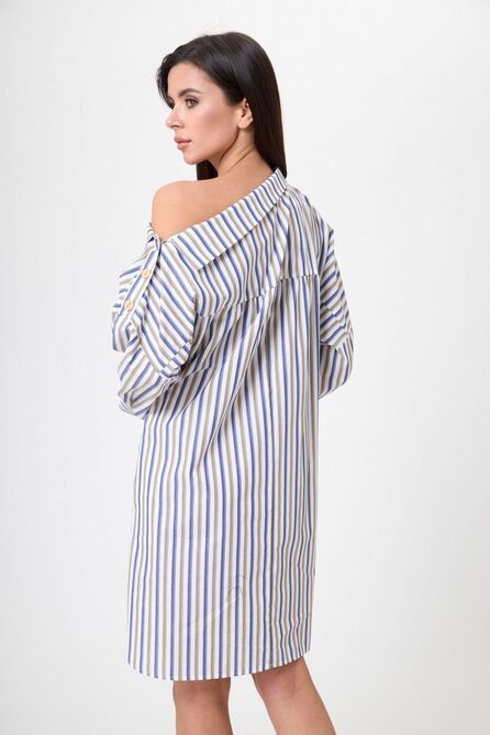 Повседневное платье Anelli 1076 сине_зеленый_полоска