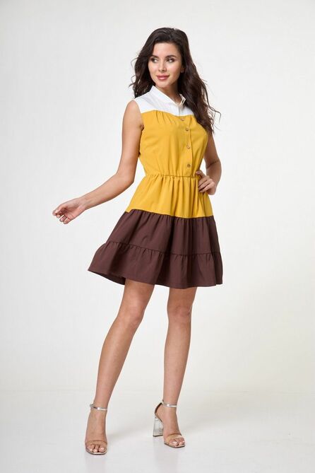 Повседневное платье Anelli 1053 желто-коричневый