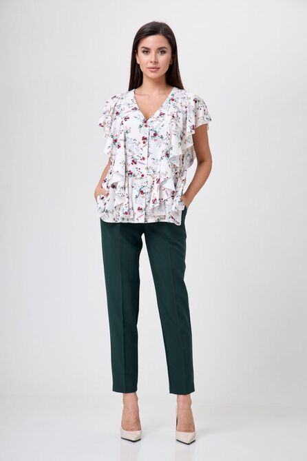 Блузка Anelli 1063 молочный+цветы