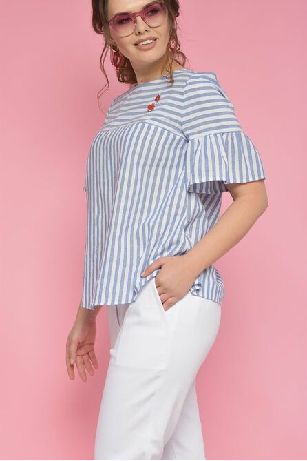 Блузка Anelli 387 белый+голубая_полоска