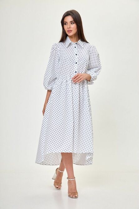 Повседневное платье Anelli 1260 белый+синий_клевер