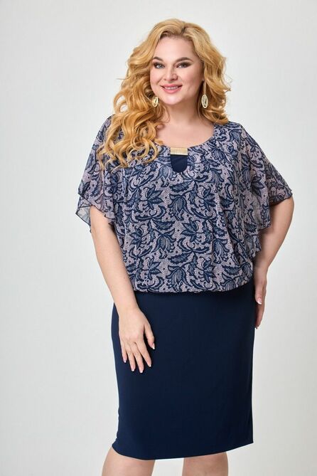 Повседневное платье Anelli 141 синий+розовый