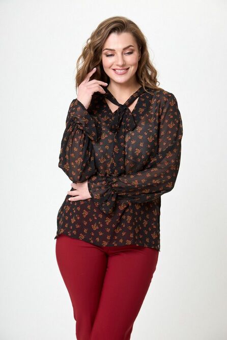 Блузка Anelli 1233 черный+цветы