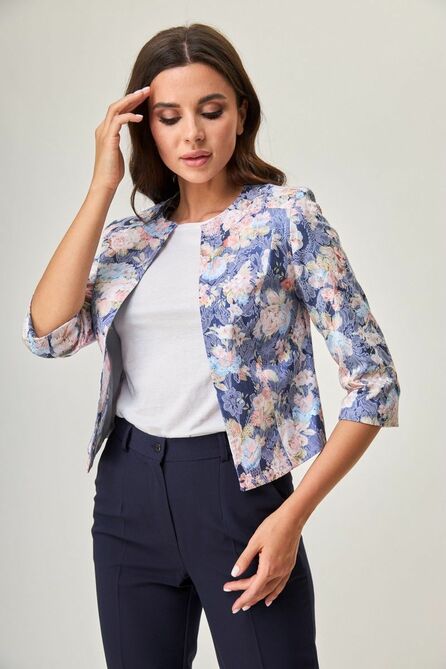 Жакет Anelli 230 синий+цветы