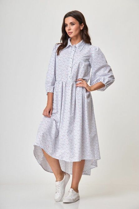 Повседневное платье Anelli 1260 белый+принт_карты
