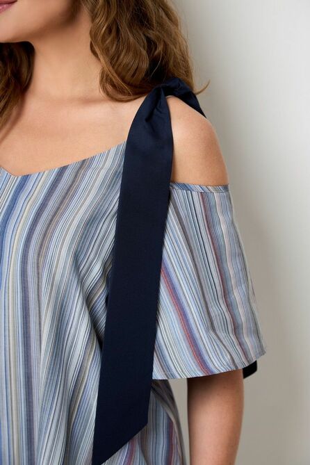 Повседневное платье Anelli 867 голубой+полоска