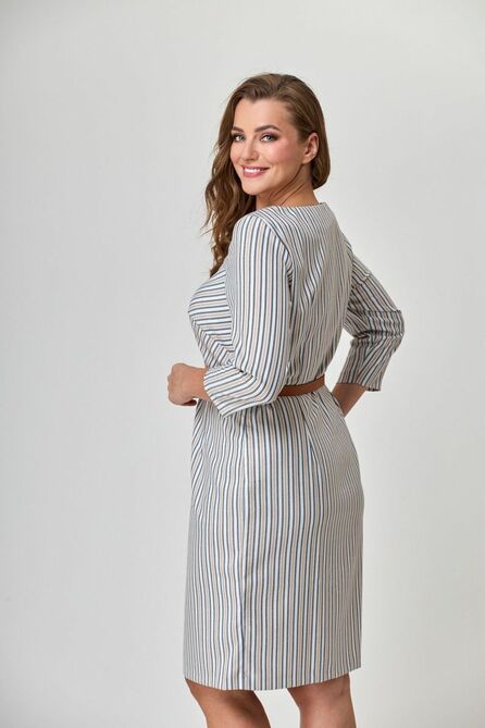 Повседневное платье Anelli 478 беж_полоска