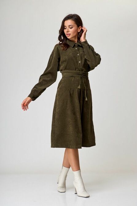 Повседневное платье Anelli 1169 оливковый_хаки Повседневное платье Anelli 1169 оливковый_хаки