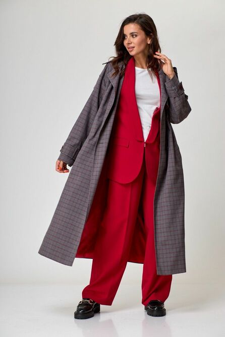 Тренч Anelli 1046 клетка_бордо