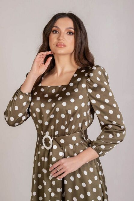 Повседневное платье Angelina 566 коричневый_горох