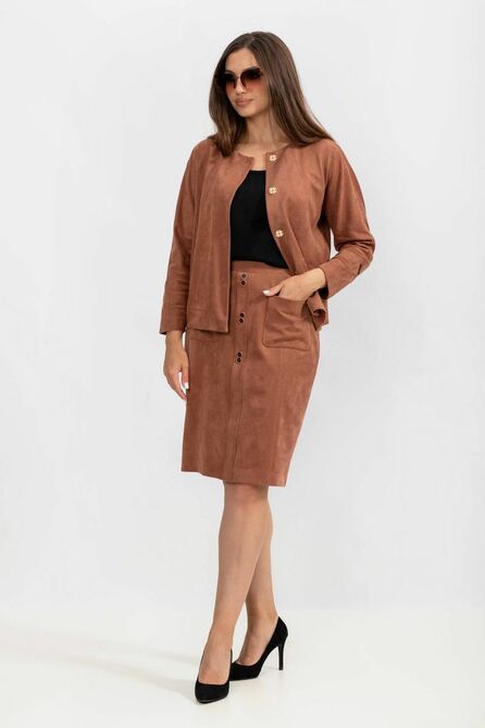 Юбочный костюм Angelina 713 коричневый