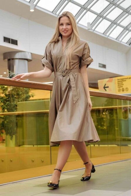 Повседневное платье Arisha 1268 золотисто-оливковый