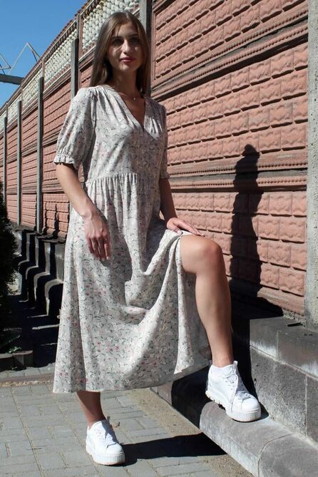 Повседневное платье Arisha 1269 бежевый