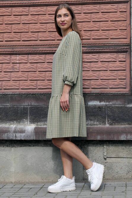 Повседневное платье Arisha 1260-1 бежево-зеленый