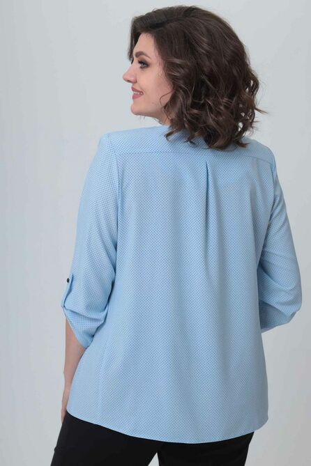 Блузка Асолия 4012 голубой/горошек