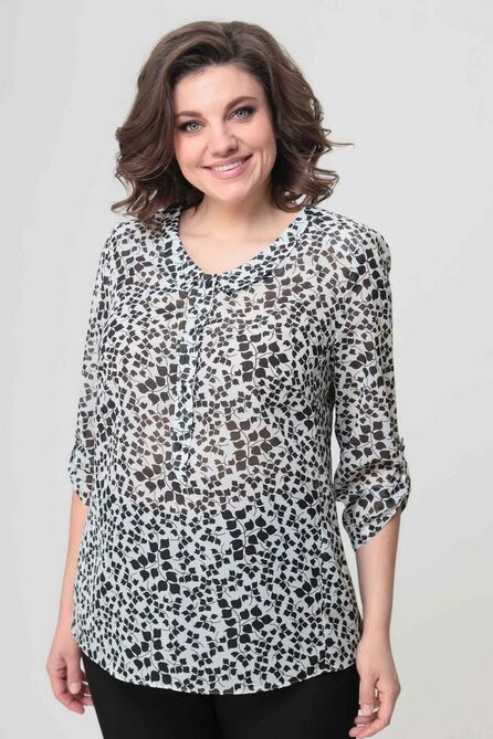Блузка Асолия 4012 черно-белый