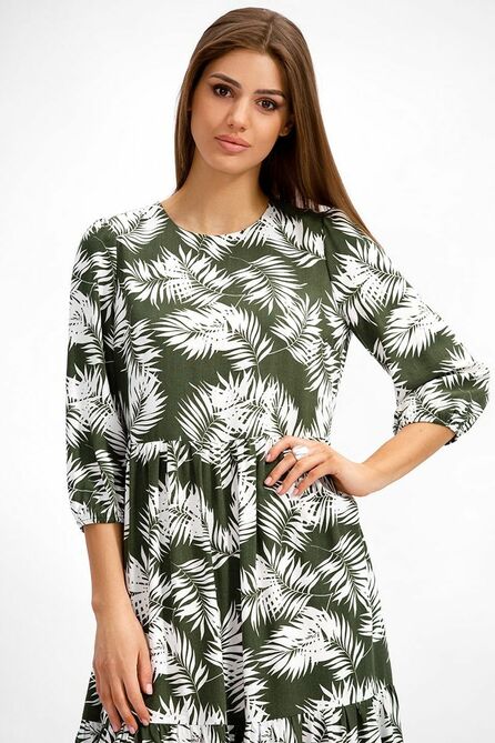 Повседневное платье AYZE 72578 хаки-белый