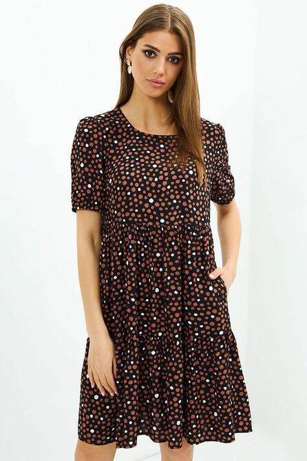 Повседневное платье AYZE 72594 чёрно-коричневый