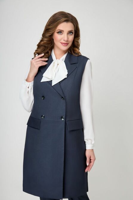 Брюки, Блуза, Жилет БелЭкспози 1444-1 серо-синий