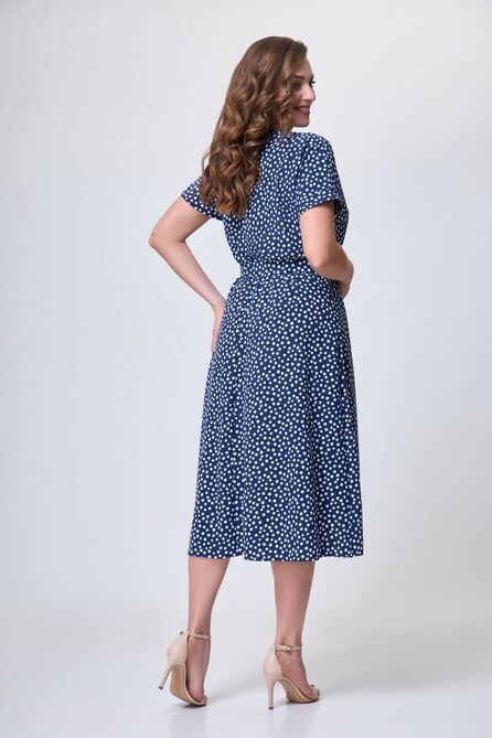 Вечернее платье БелЭкспози 1240-1 синий+горох